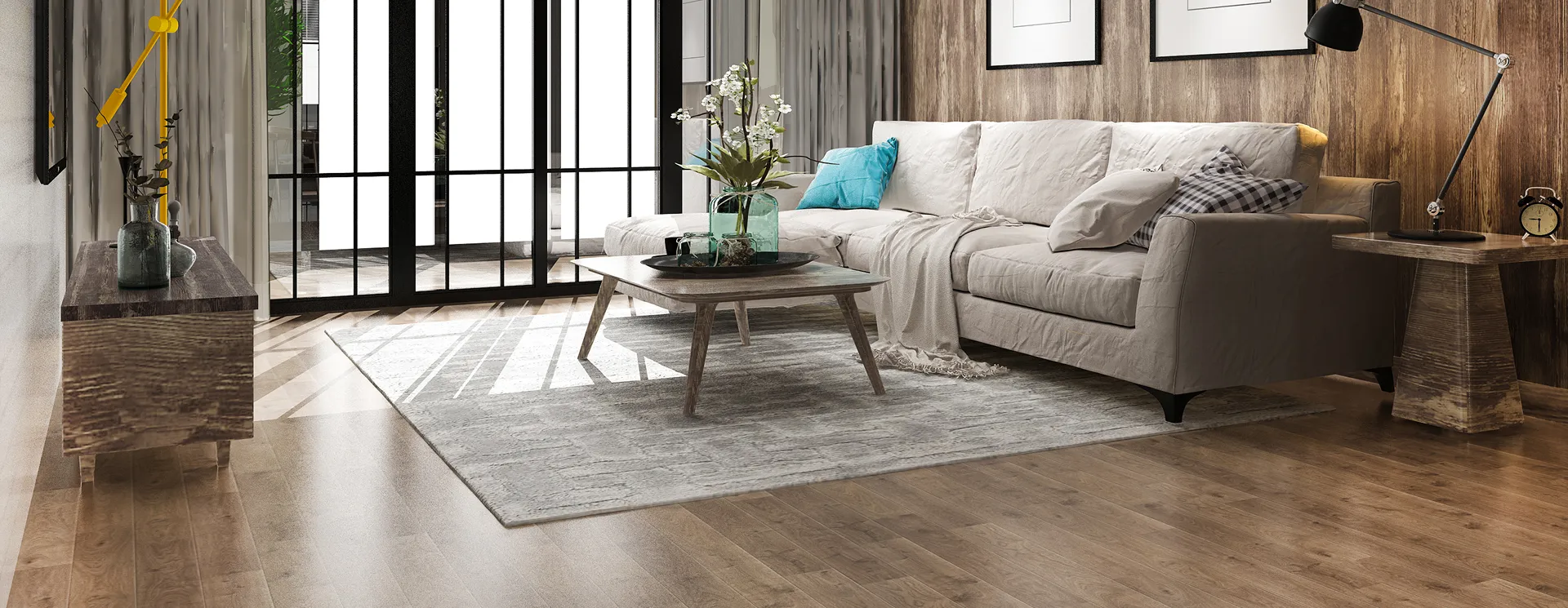 Elegant living room with modern furniture and professional interior design